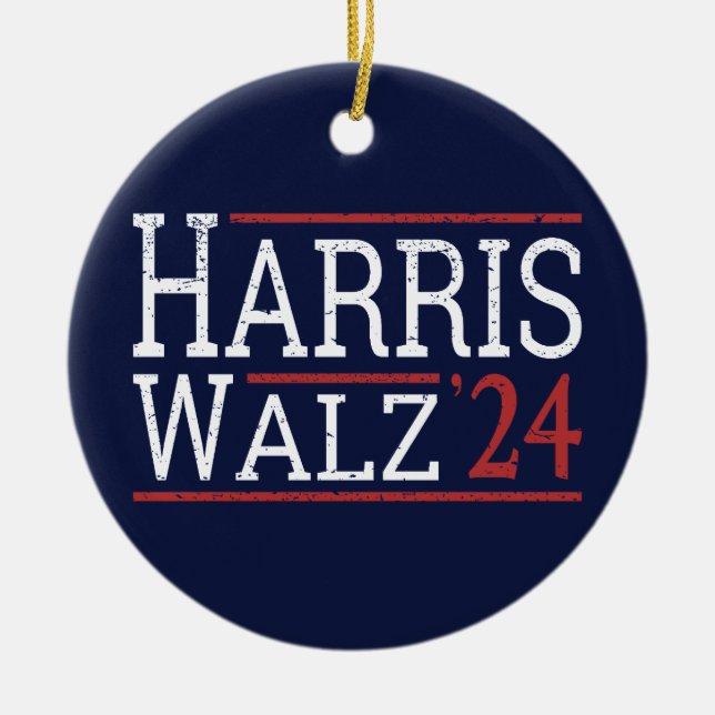Harris Walz Election 2024 I Ceramic Tree Decoration (Front)