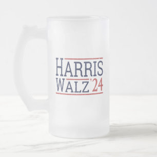 Harris Walz Election 2024 I Frosted Glass Beer Mug