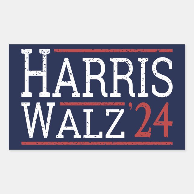Harris Walz Election 2024 I Rectangular Sticker (Front)