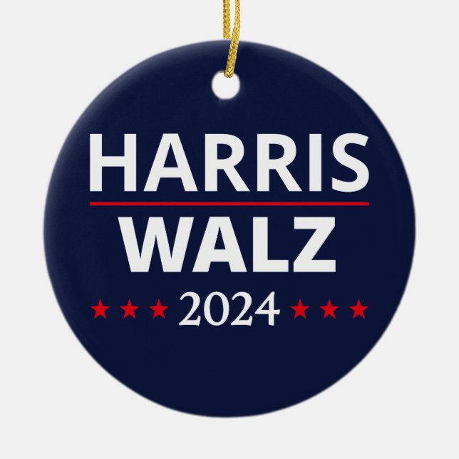 Harris Walz Election 2024 III Ceramic Tree Decoration (Front)