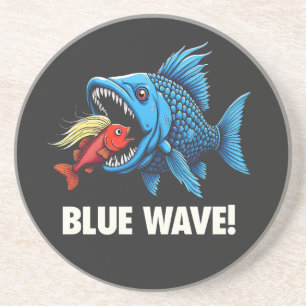 Harris Walz Election Blue Waves Democrat Fish Coaster