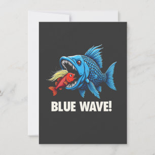 Harris Walz Election Blue Waves Democrat Fish Invitation