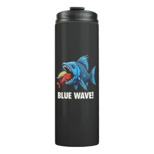 Harris Walz Election Blue Waves Democrat Fish  Thermal Tumbler