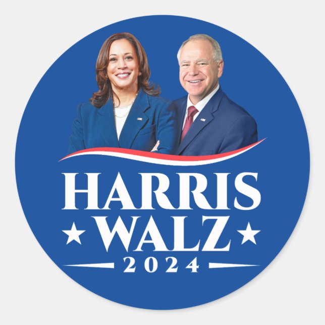 Harris Walz election campaign 2024 photo Classic Round Sticker (Front)