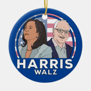 Harris Walz Election Ceramic Tree Decoration