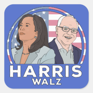 Harris Walz Election Square Sticker