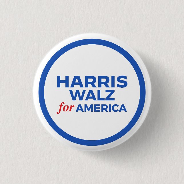 Harris Walz for America 2024 3 Cm Round Badge (Front)