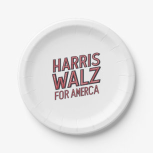 harris walz for america paper plate