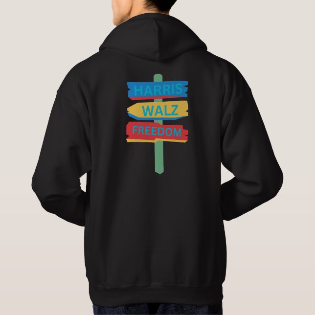 Harris Walz Freedom Beach Sign Hoodie (Back)