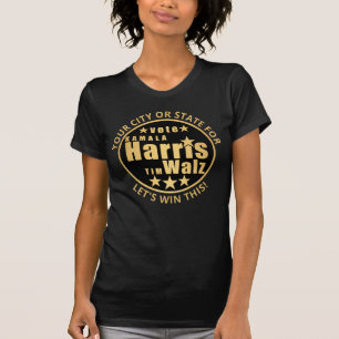 Harris Walz Gold Cool Custom Election Political T-Shirt