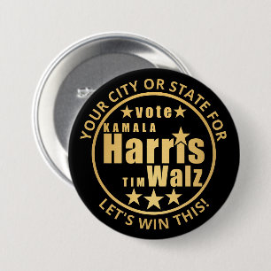 Harris Walz Gold Personalised Election Political 7.5 Cm Round Badge