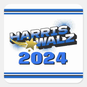 Harris & Walz Gold Star Square Sticker