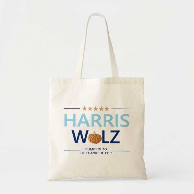 Harris Walz Halloween Pumpkin to be Thankful For Tote Bag (Front)