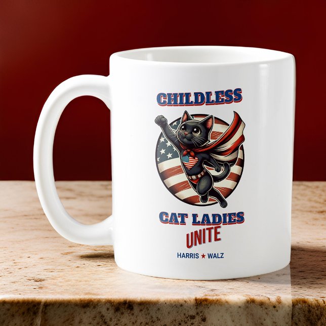 Harris Walz Hero Cat Childless Cat Ladies Unite  Coffee Mug (Harris Walz Hero Cat Childless Cat Ladies Unite Coffee Mug)