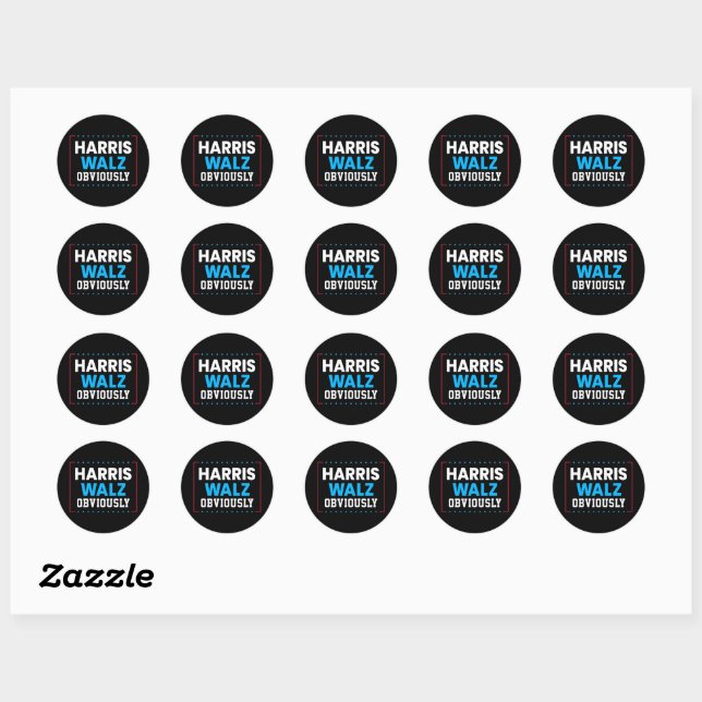Harris Walz Obviously Classic Round Sticker (Sheet)