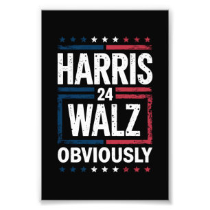 Harris Walz Obviously Harris Waltz 2024 Election Photo Print