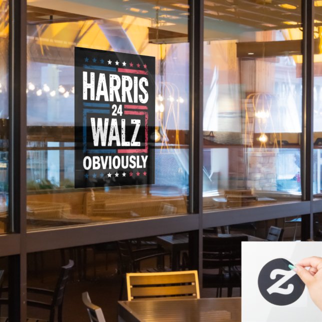 Harris Walz Obviously Harris Waltz 2024 Election Window Cling (Restaurant Window)