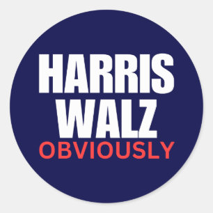 Harris Walz OBVIOUSLY Harris Walz 2024 Obviously Classic Round Sticker