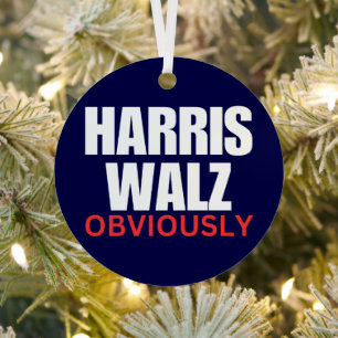 Harris Walz OBVIOUSLY   Harris Walz 2024 Obviously Metal Tree Decoration