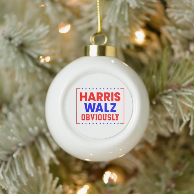 Harris Walz Obviously Kamala Harris for President Ceramic Ball Christmas Ornament (Tree)
