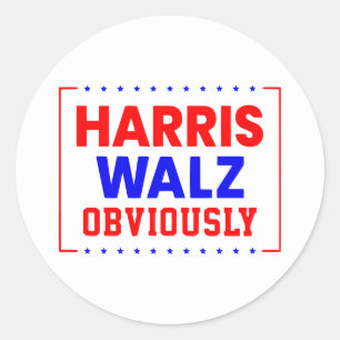 Harris Walz Obviously Kamala Harris for President Classic Round Sticker