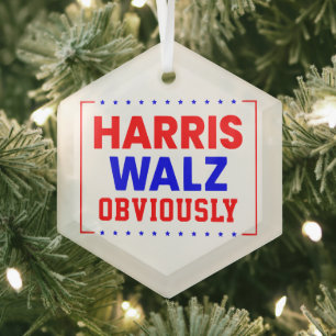 Harris Walz Obviously Kamala Harris for President Glass Tree Decoration