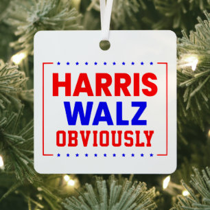 Harris Walz Obviously Kamala Harris for President Metal Tree Decoration