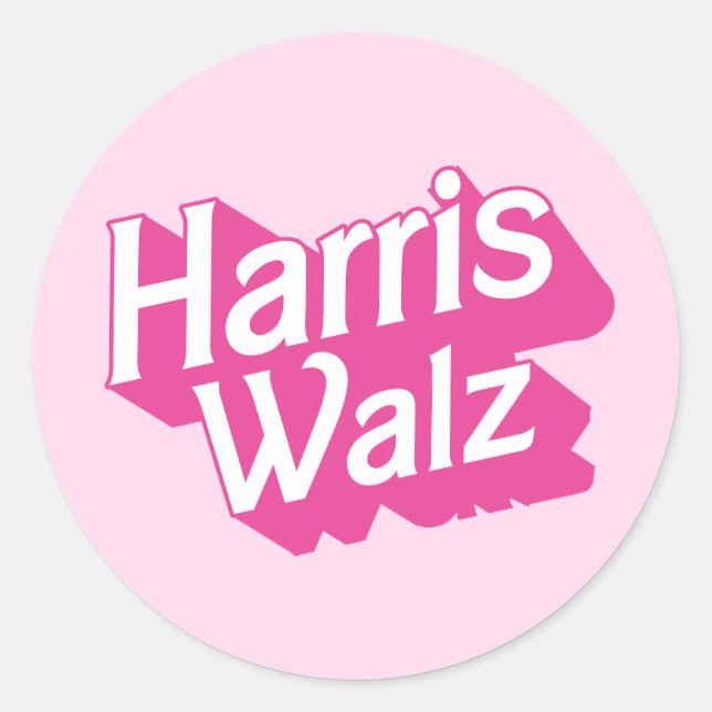 Harris Walz Pink Classic Round Sticker (Front)