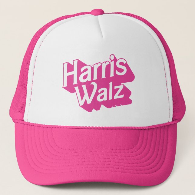 Harris Walz Pink Trucker Hat (Front)