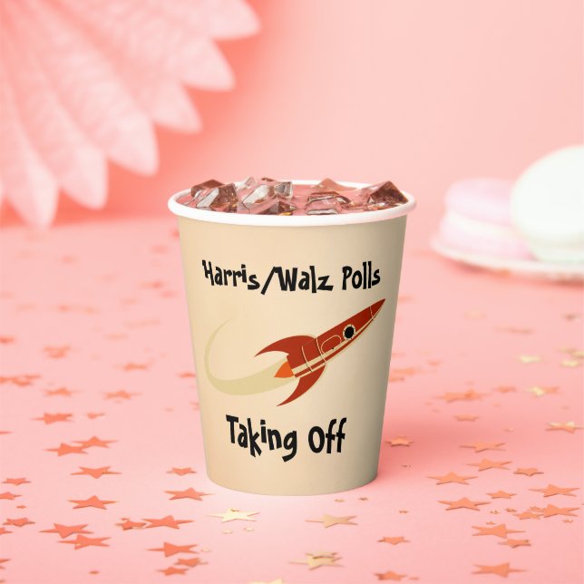 Harris/Walz Polls Taking Off Paper Cups (Insitu)