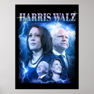 Harris Walz Retro 90s Style Poster