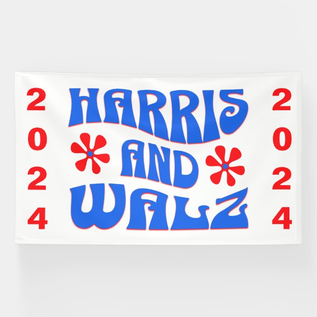 Harris & Walz Retro flowers Banner (Horizontal)