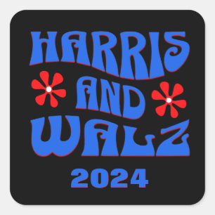 Harris & Walz Retro flowers Square Sticker