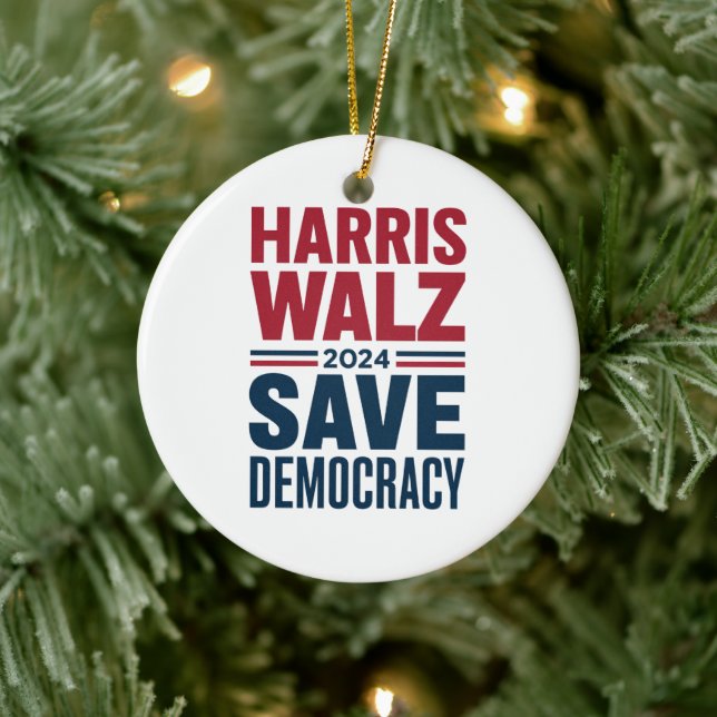 Harris Walz Save Democracy Ceramic Tree Decoration (Tree)