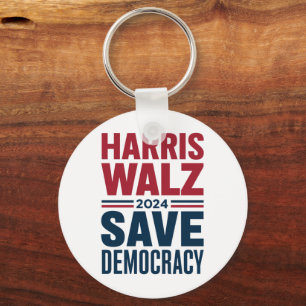 Harris Walz Save Democracy Key Ring