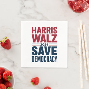 Harris Walz Save Democracy Napkin