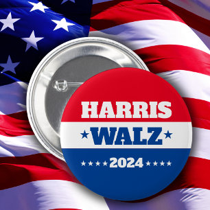 Harris Walz   Tim Walz 2024 Campaign Blue Red 6 Cm Round Badge