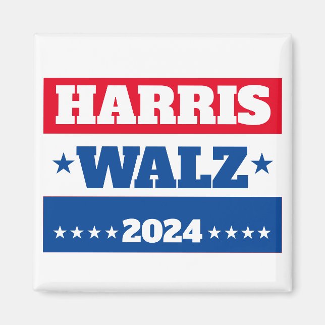 Harris Walz | Tim Walz 2024 Campaign Blue Red Magnet (Front)