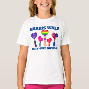 Harris Walz Unity Over Division LGBTQ Dark Blue T-Shirt