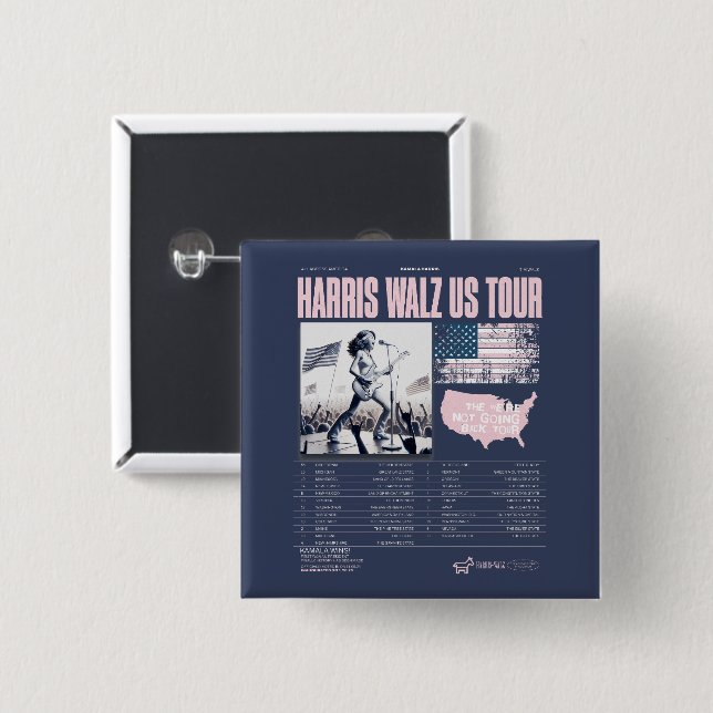 Harris Walz US Tour Kamala Wins Inauguration 15 Cm Square Badge (Front & Back)