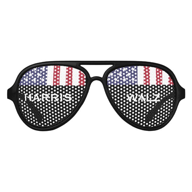 HARRIS WALZ USA Flag Party Aviators Aviator Sunglasses (Front)