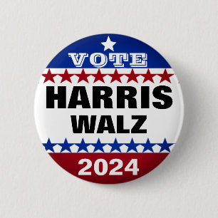 Harris walz vance 2024 vote election  6 cm round badge