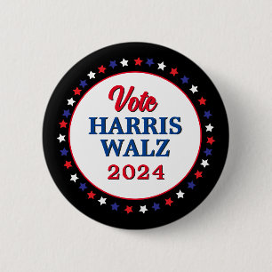 Harris Walz Vote 2024 Democrat Election 6 Cm Round Badge