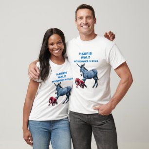 Harris/Walz, vote blue, donkey,elephant, elections T-Shirt