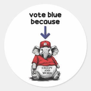Harris/Walz, vote blue, weird elephant, elections Classic Round Sticker