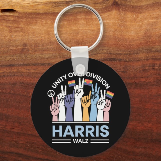 Harris Walz Waltz 2024 Unity Over Division Key Ring (Front)
