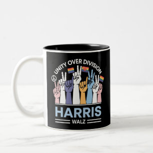 Harris Walz Waltz 2024 Unity Over Division Two-Tone Coffee Mug