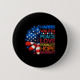 Harris Wheimer 2024 Peace Love Equality Hope Diver 6 Cm Round Badge