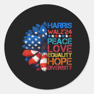Harris Wheimer 2024 Peace Love Equality Hope Diver Classic Round Sticker