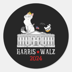 Harris Wheimer 2024 President Election Funny Cat L Classic Round Sticker